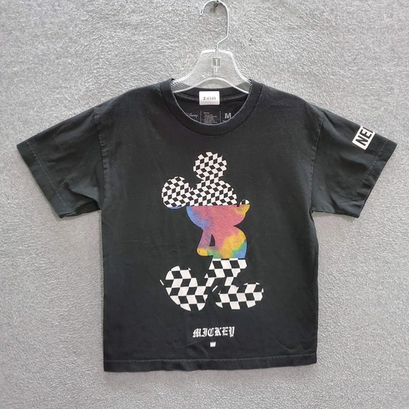 Neff X Disney Men T-Shirt Medium Black Logo Graphic Mickey Mouse Checker Filled - Picture 1 of 9